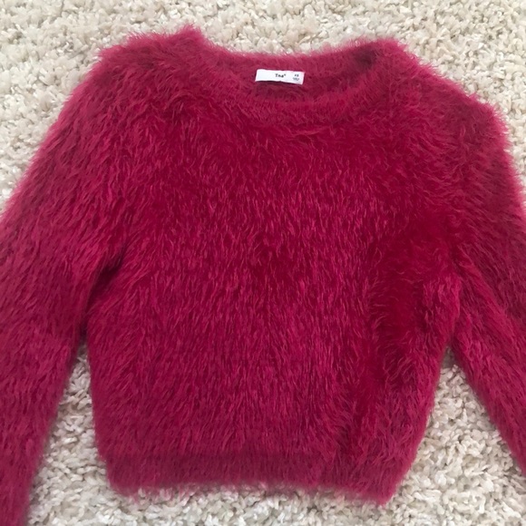 Fuzzy cropped magenta sweater - Picture 3 of 3
